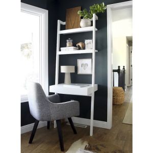 scrivaniainclinata bianca con base con cassetto e due ripiani