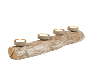 Porta 4 tea light in legno naturale
