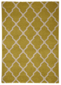 Tappeto Lotus giallo e bianco motivo arabesque