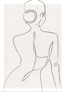 Disegno stilizzato di donna di spalle