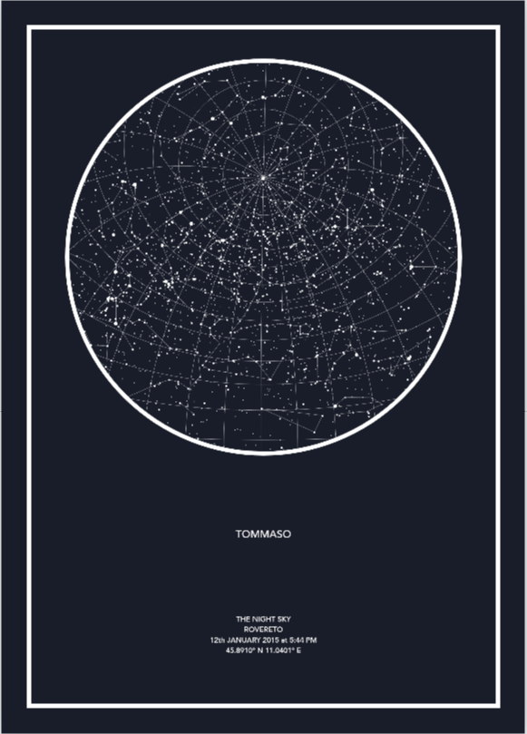 Mappa del cielo in base a data, luogo e ora desiderati